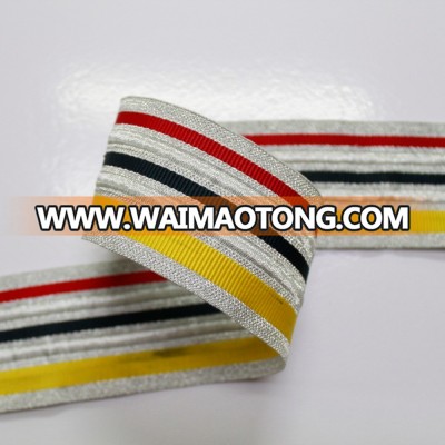 Hot sales 50MM Gold lurex jacquard webbing lurex ribbon for clothes